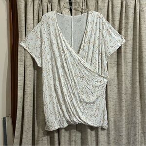 Lane Bryant Short Sleeve Draped Faux Wrap Top - 26/28